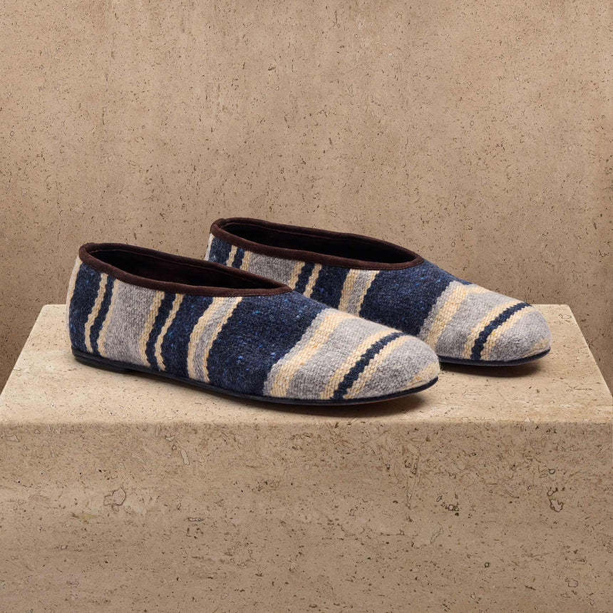 Women's Baja Stripe Flat In Navy Multi Strip | James Perse Los Angeles