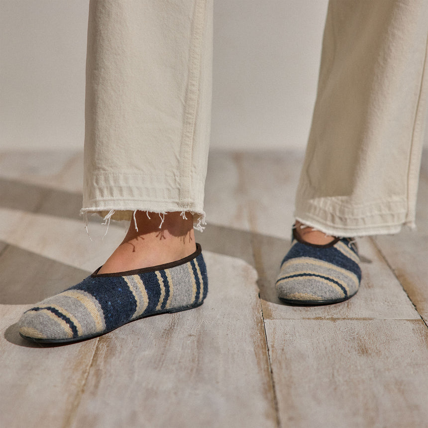Women's Baja Stripe Flat In Navy Multi Strip | James Perse Los Angeles