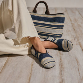 Women's Baja Stripe Flat In Navy Multi Strip | James Perse Los Angeles