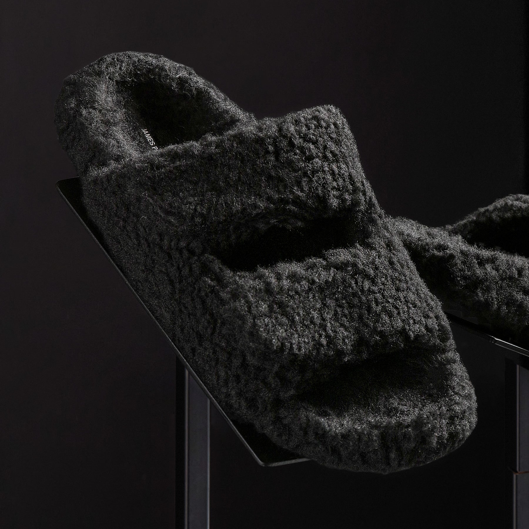 Women's Double Strap Shearling Slide in Black | James Perse Los Angeles