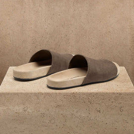 Women's Two Tone Suede Slide - Khaki/Taupe