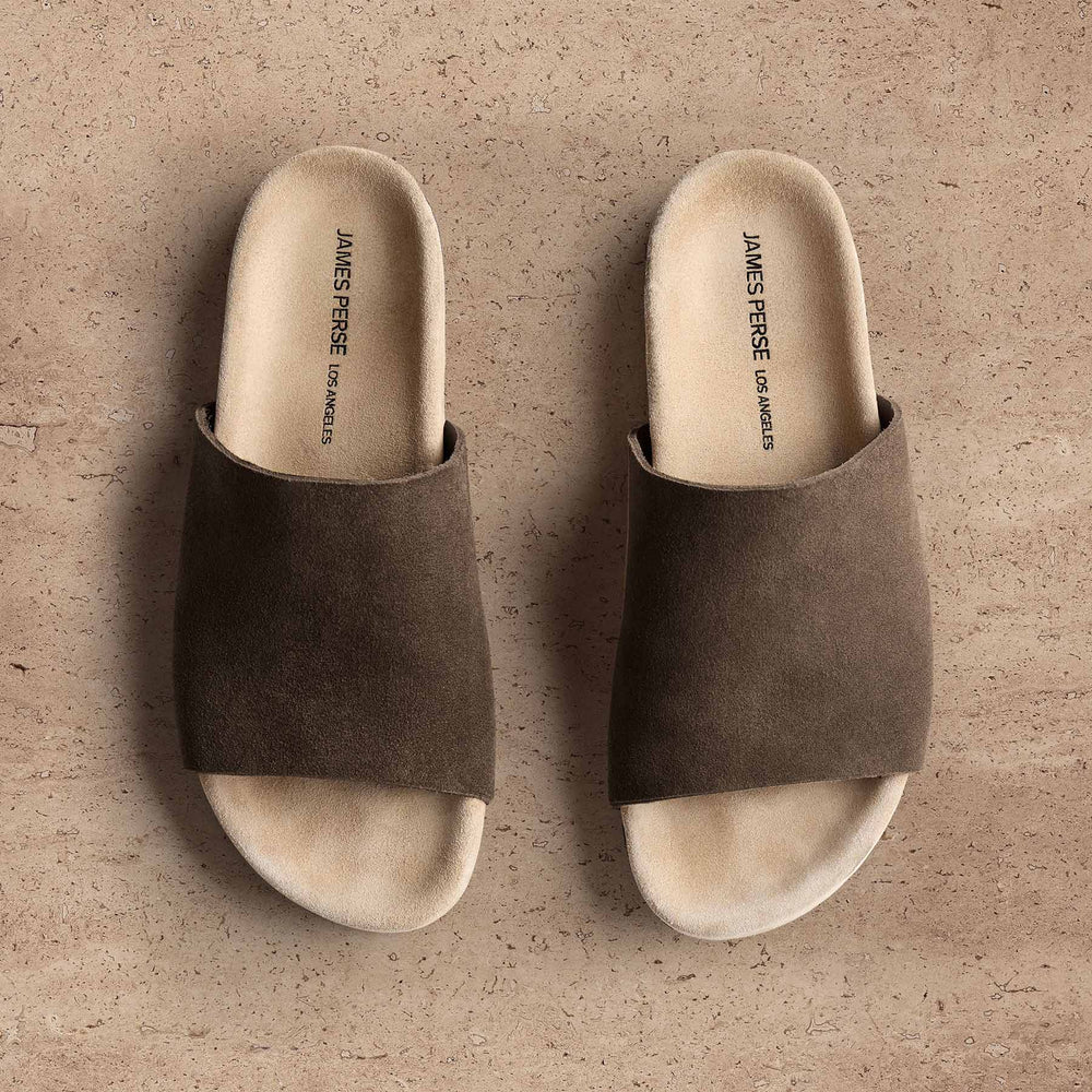 Women's Two Tone Suede Slide - Khaki/Taupe