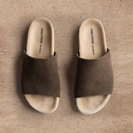 Women's Two Tone Suede Slide - Khaki/Taupe
