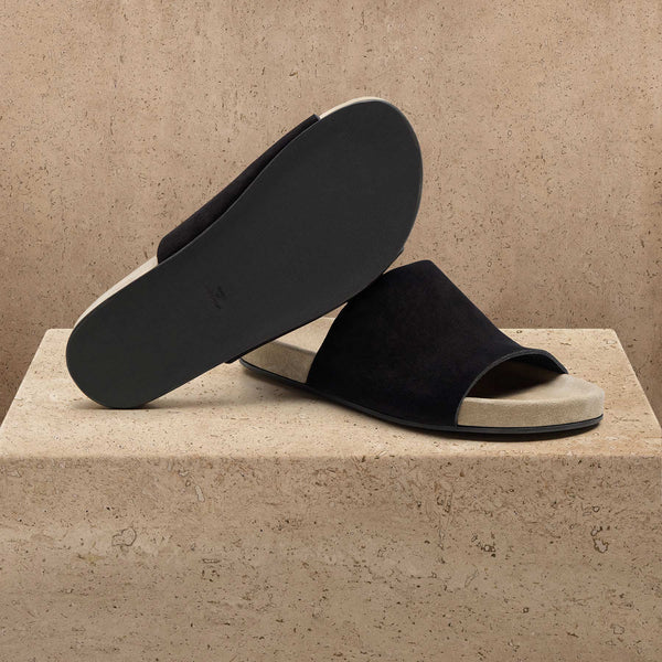 Women's Two Tone Suede Slide In Black / Sand | James Perse Los Angeles