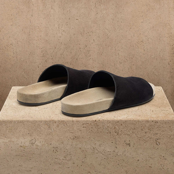 Women's Two Tone Suede Slide In Black / Sand | James Perse Los Angeles