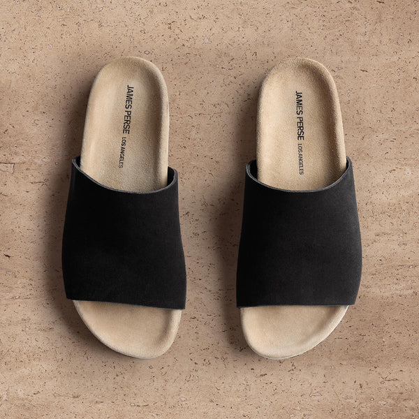 Women's Two Tone Suede Slide In Black / Sand | James Perse Los Angeles