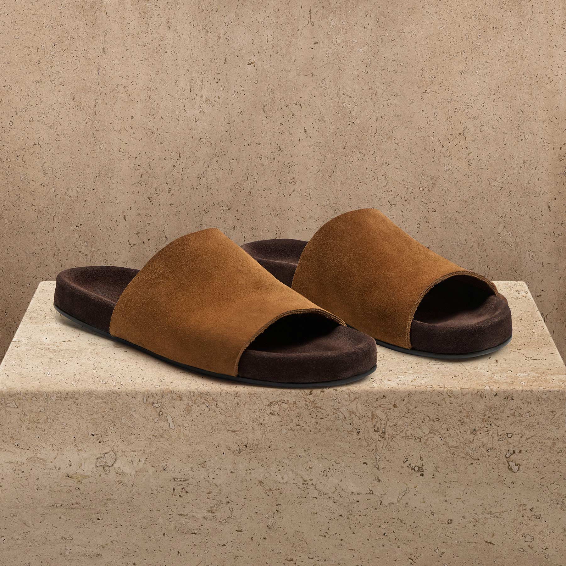 Women's Two Tone Suede Slide In Hazel/Ebony | James Perse Los Angeles