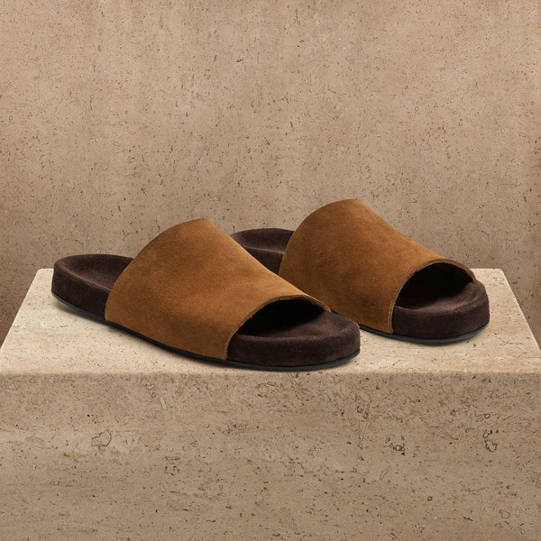Women's Two Tone Suede Slide In Hazel / Ebony | James Perse Los Angeles