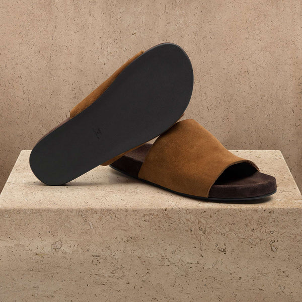 Women's Two Tone Suede Slide In Hazel / Ebony | James Perse Los Angeles