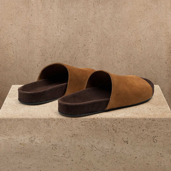 Women's Two Tone Suede Slide In Hazel / Ebony | James Perse Los Angeles