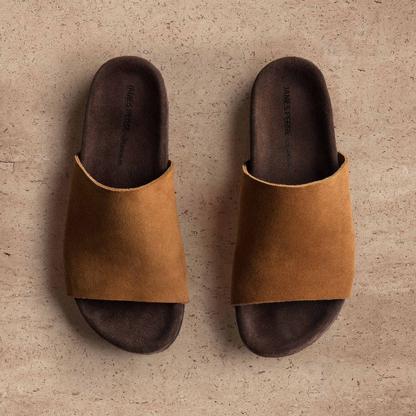 Women's Two Tone Suede Slide In Hazel / Ebony | James Perse Los Angeles