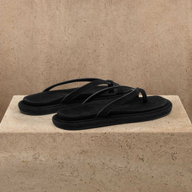 Women's Suede Cross Thong Sandal in Black/Black | James Perse Los Angeles