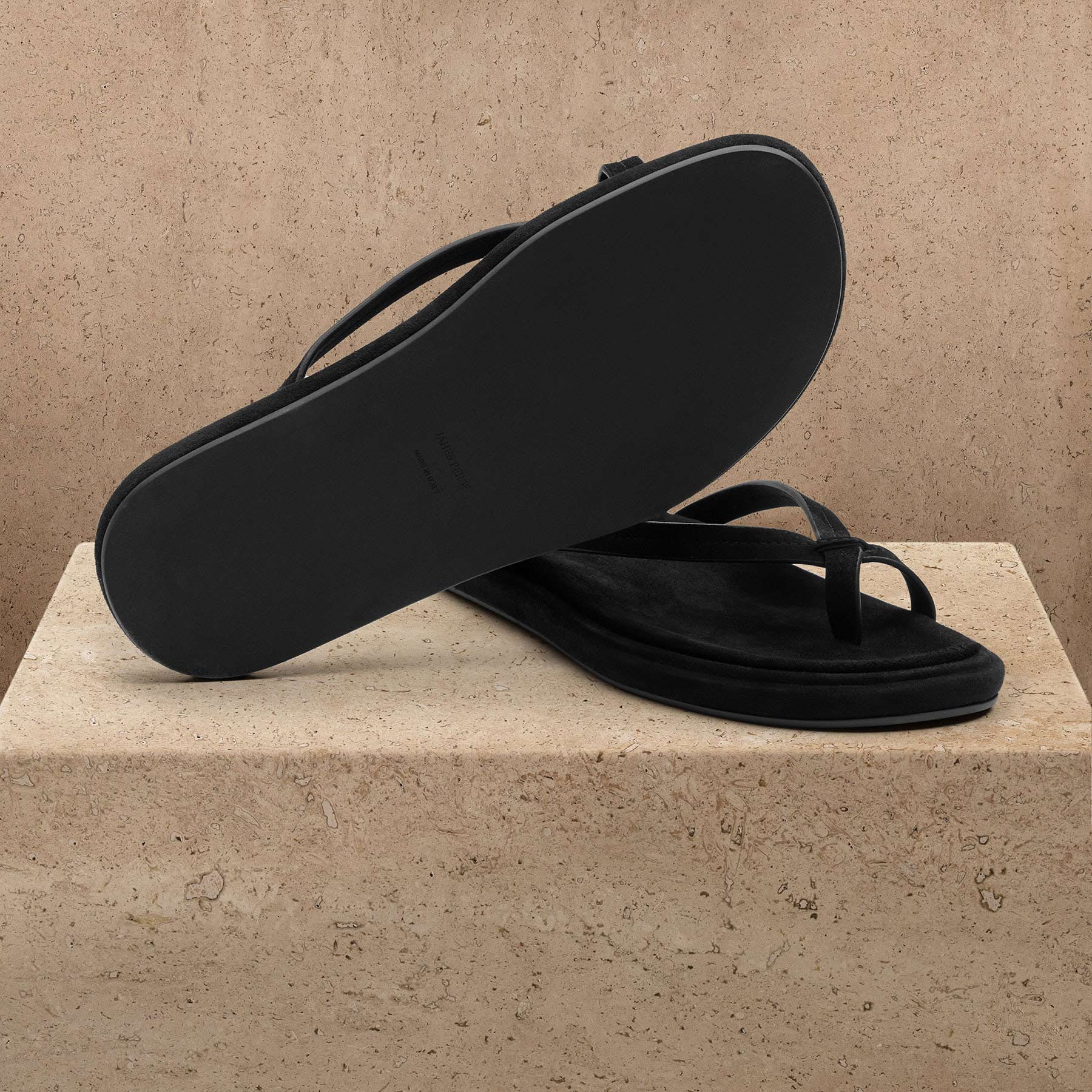 Women's Suede Cross Thong Sandal in Black/Black | James Perse Los Angeles