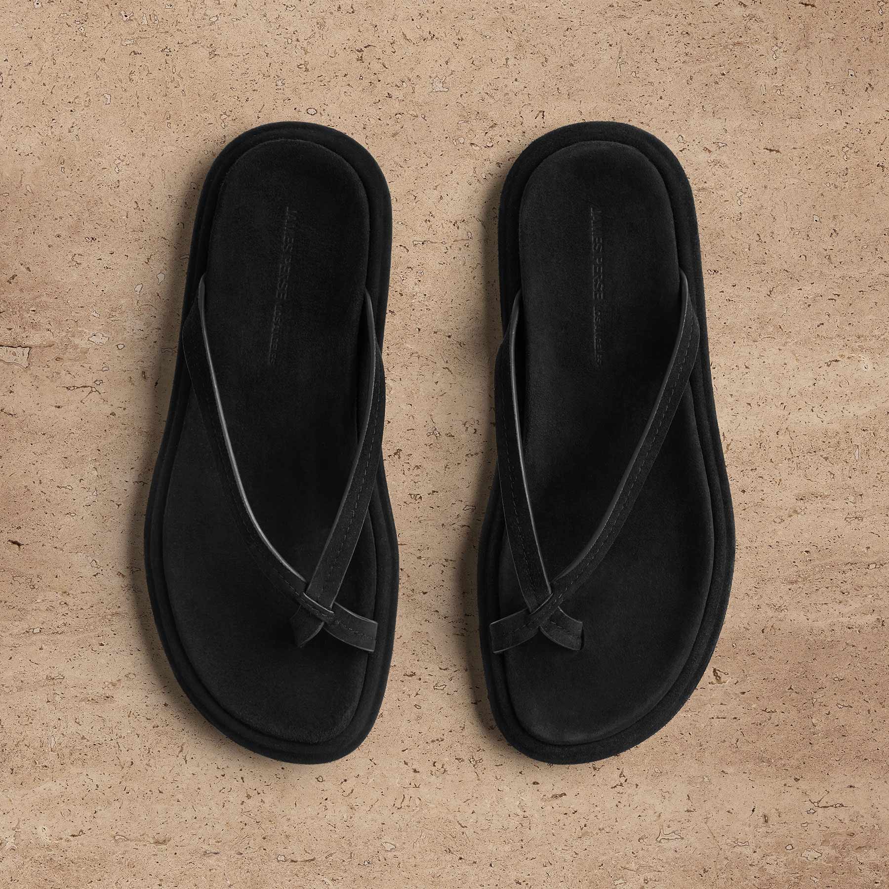 Women's Suede Cross Thong Sandal in Black/Black | James Perse Los Angeles