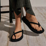 Women's Suede Cross Thong Sandal in Black/Black | James Perse Los Angeles