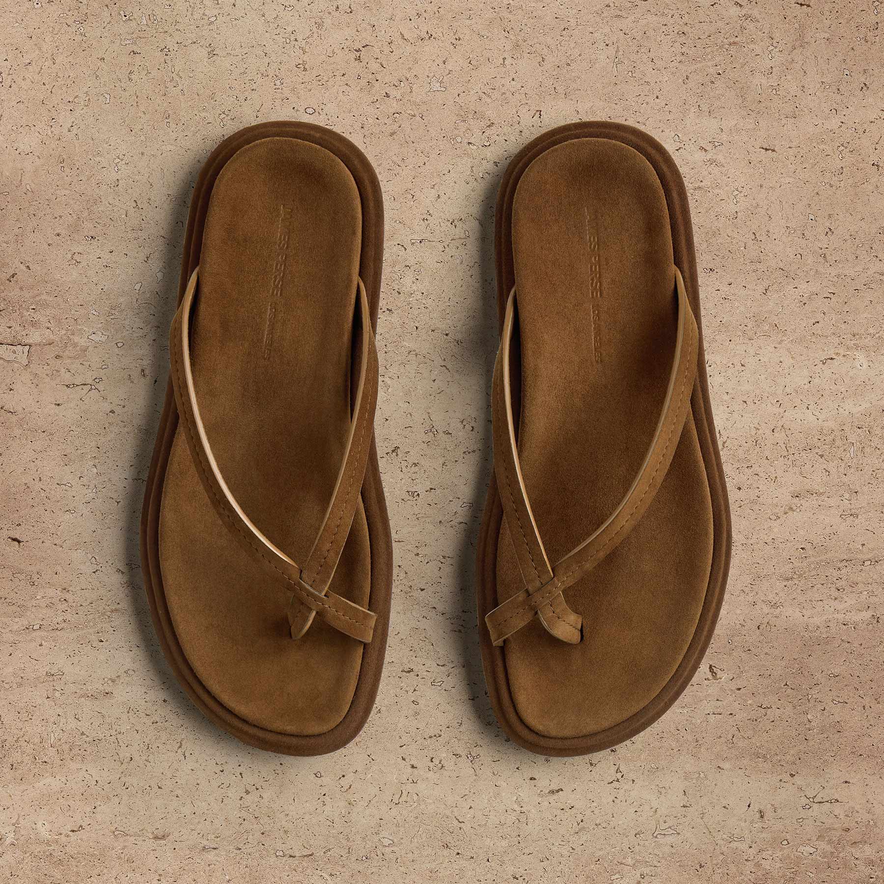 Women's Suede Cross Thong Sandal in Tabacco / Tabacco | James Perse Los Angeles