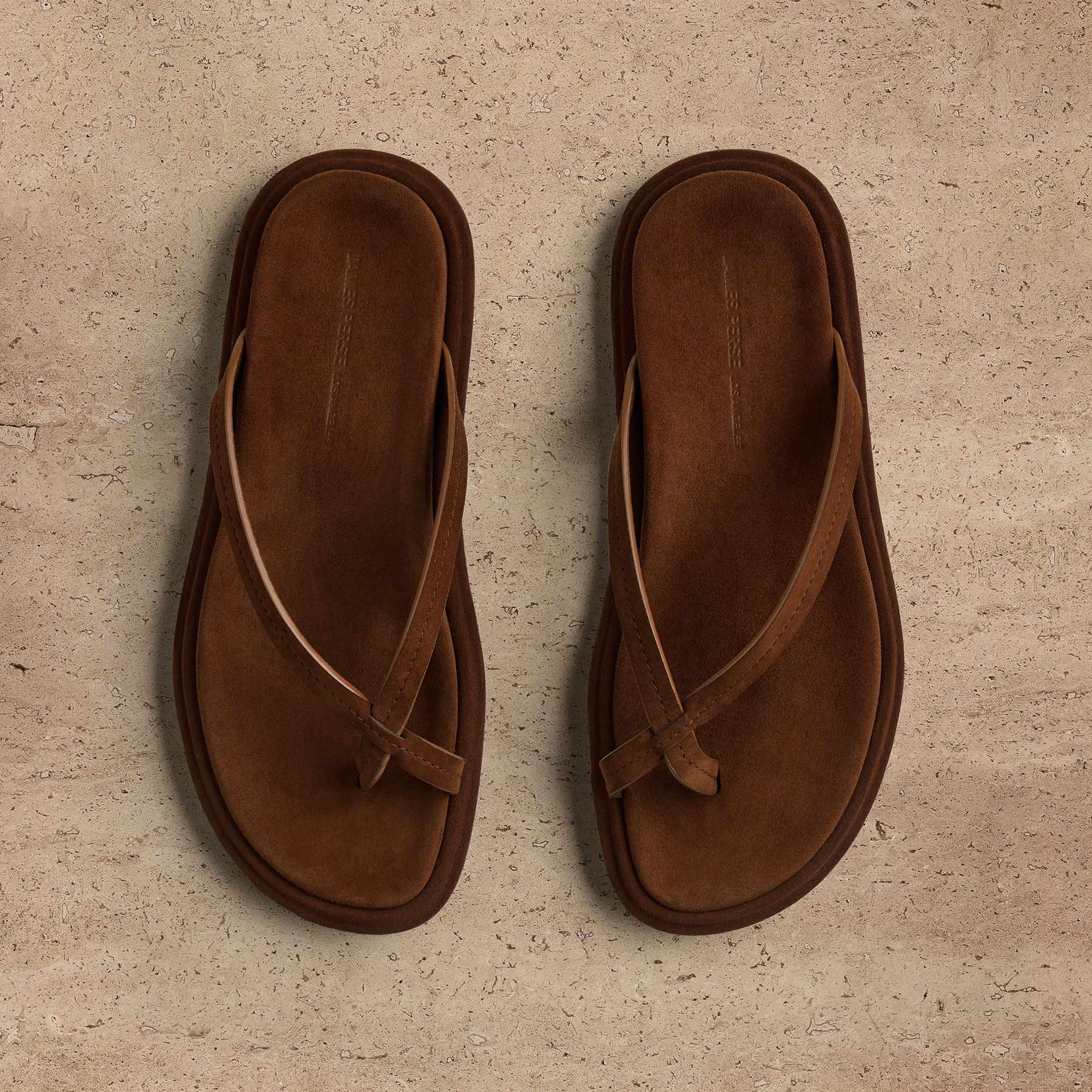 Women's Suede Cross Thong Sandal in Tabacco / Tabacco | James Perse Los Angeles