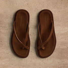 Women's Suede Cross Thong Sandal in Tabacco / Tabacco | James Perse Los Angeles