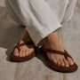 Women's Suede Cross Thong Sandal in Tabacco / Tabacco | James Perse Los Angeles