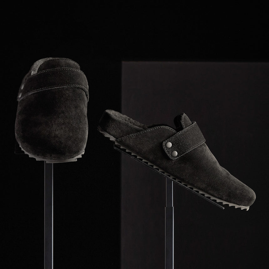 Women's Suede Slip On Clog in Black/Black | James Perse Los Angeles