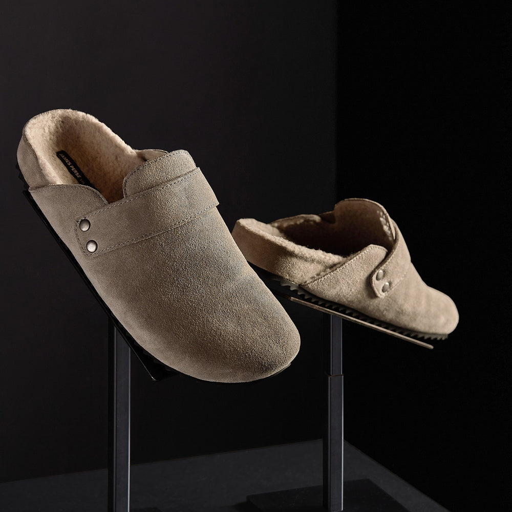 Women's Suede Slip On Clog in Beige/Earth | James Perse Los Angeles
