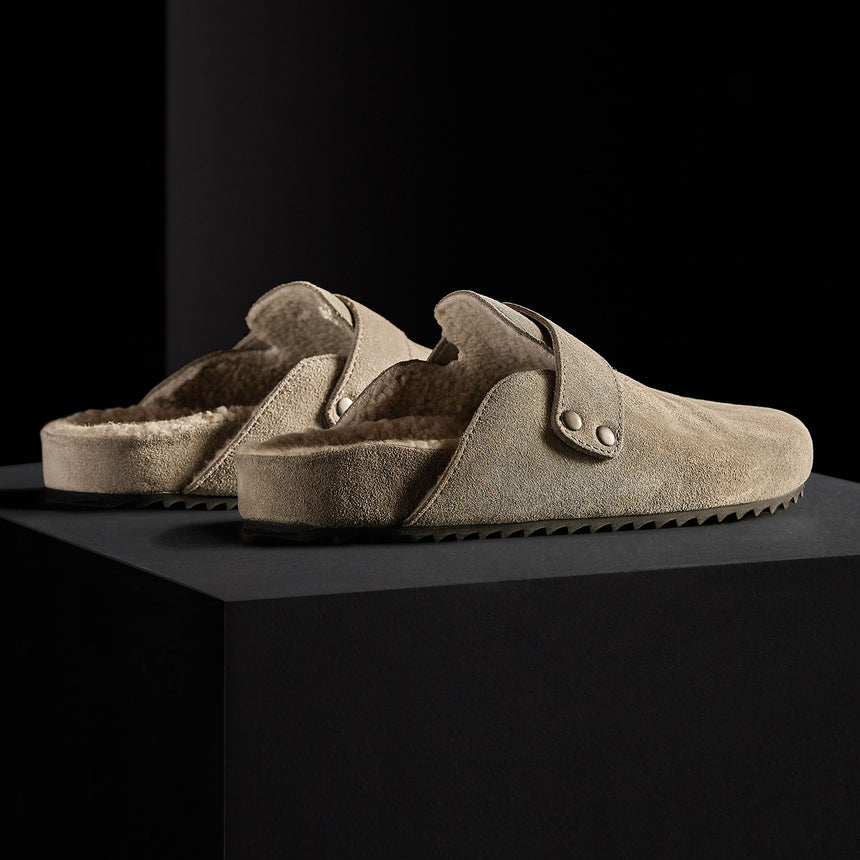 Women's Suede Slip On Clog in Beige/Earth | James Perse Los Angeles