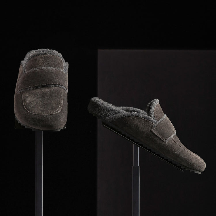 Women's Suede Shearling Loafer in Ash/Heather Grey | James Perse Los Angeles