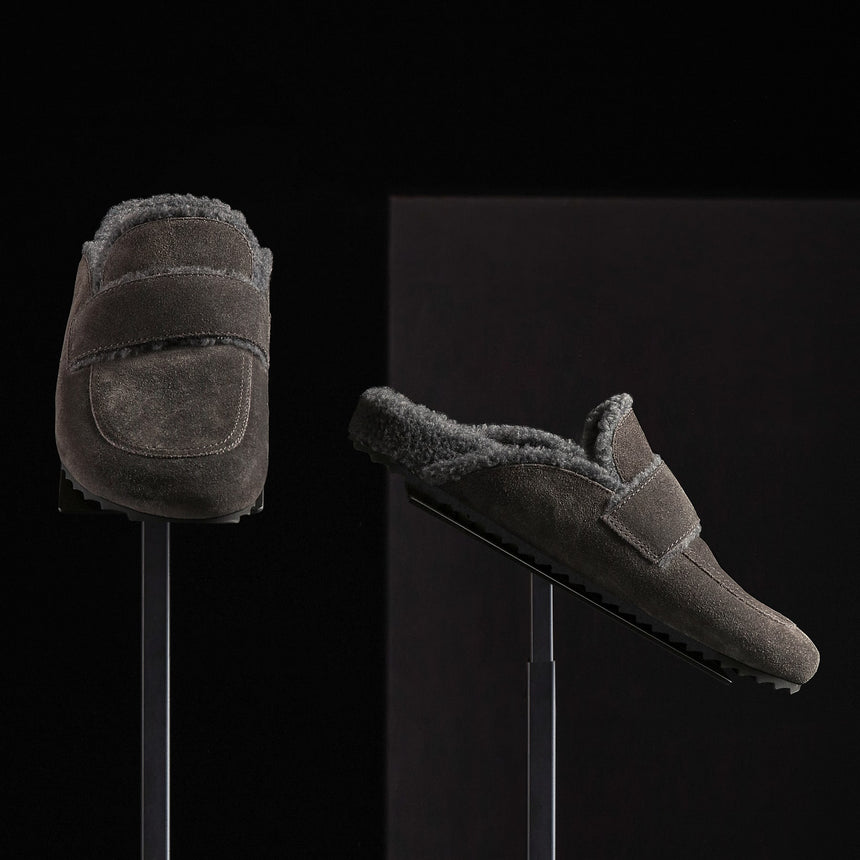 Women's Suede Shearling Loafer in Ash/Heather Grey | James Perse Los Angeles