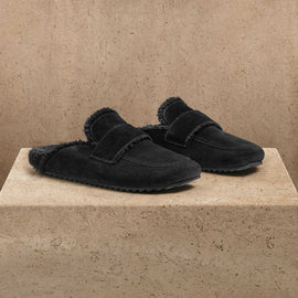 Women's Suede Lined Clog - Black/Black