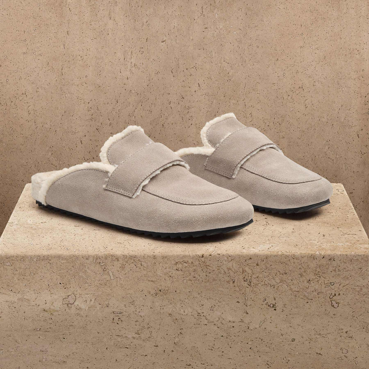 Women's Suede Shearling Loafer - Earth/Ivory