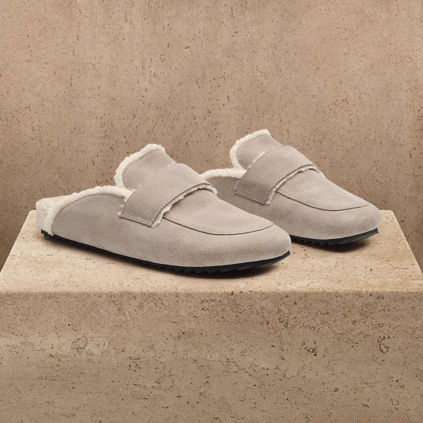 Women's Suede Shearling Loafer - Earth/Ivory
