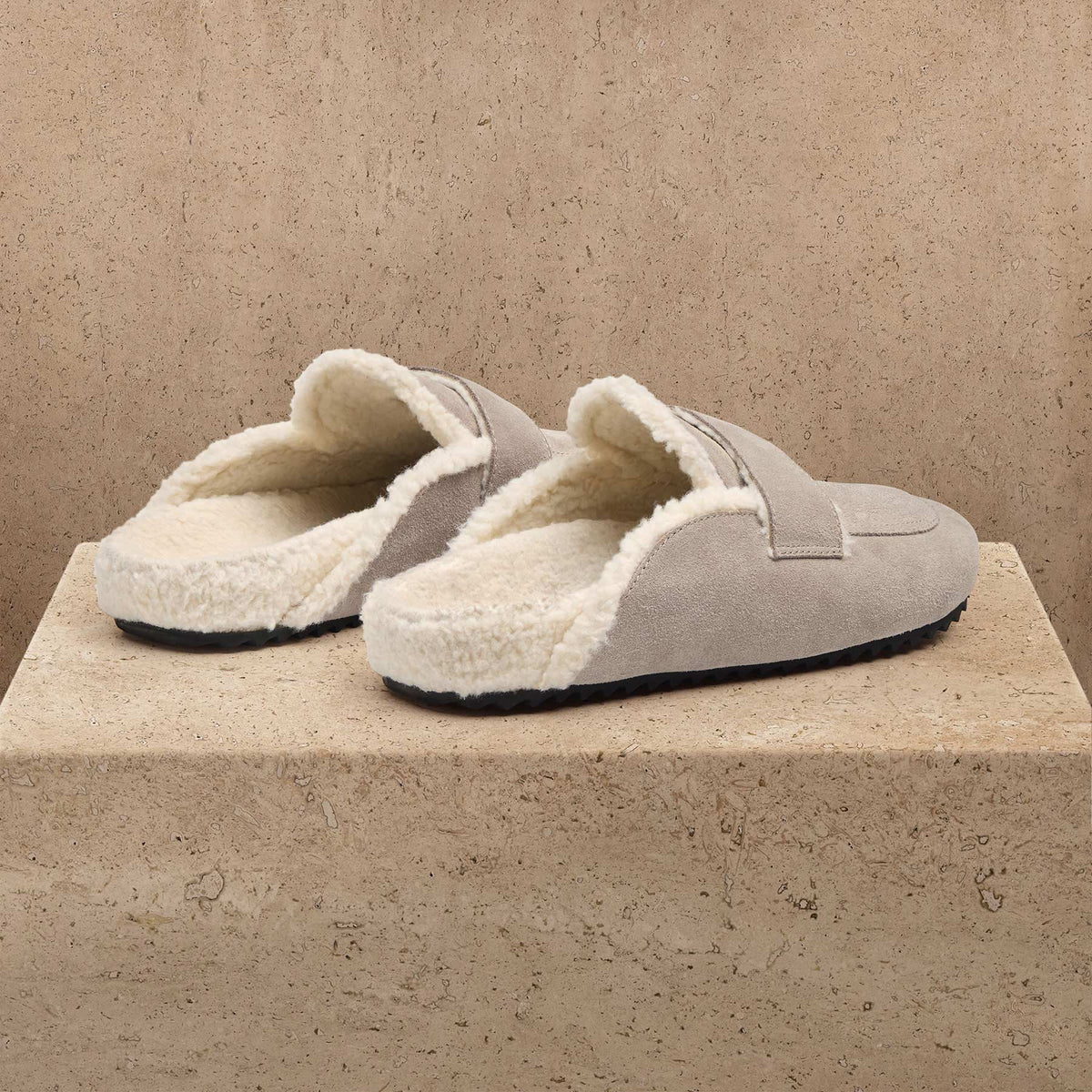 Women's Suede Shearling Loafer - Earth/Ivory