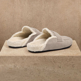 Women's Suede Shearling Loafer - Earth/Ivory