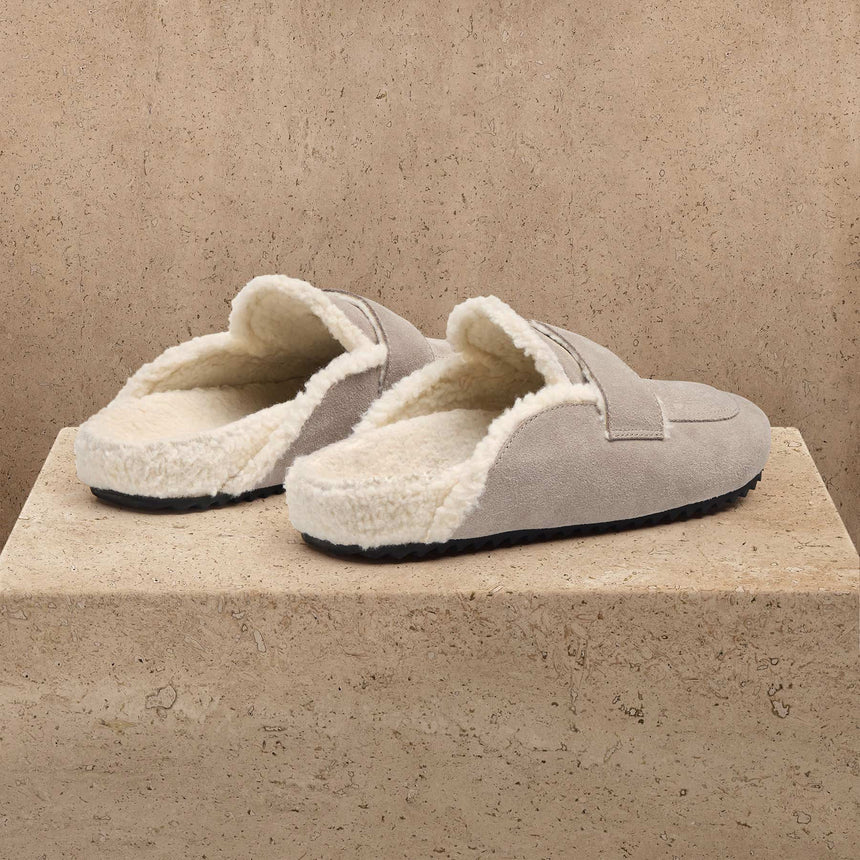 Women's Suede Shearling Loafer - Earth/Ivory