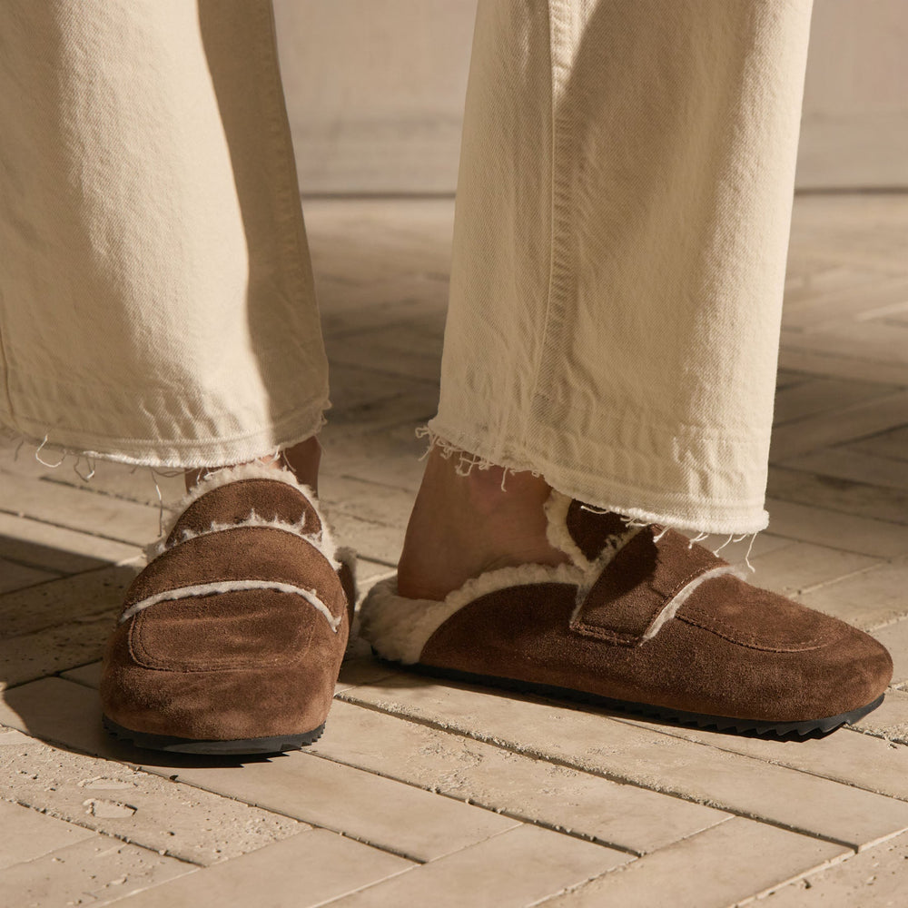 Women's Suede Lined Clog in Havana/Ivory | James Perse Los Angeles