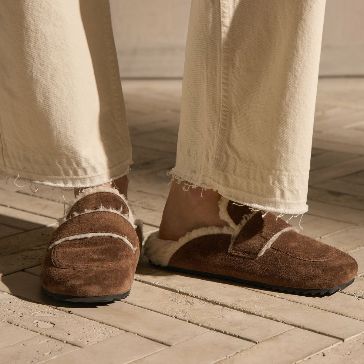 Women's Suede Lined Clog in Havana/Ivory | James Perse Los Angeles