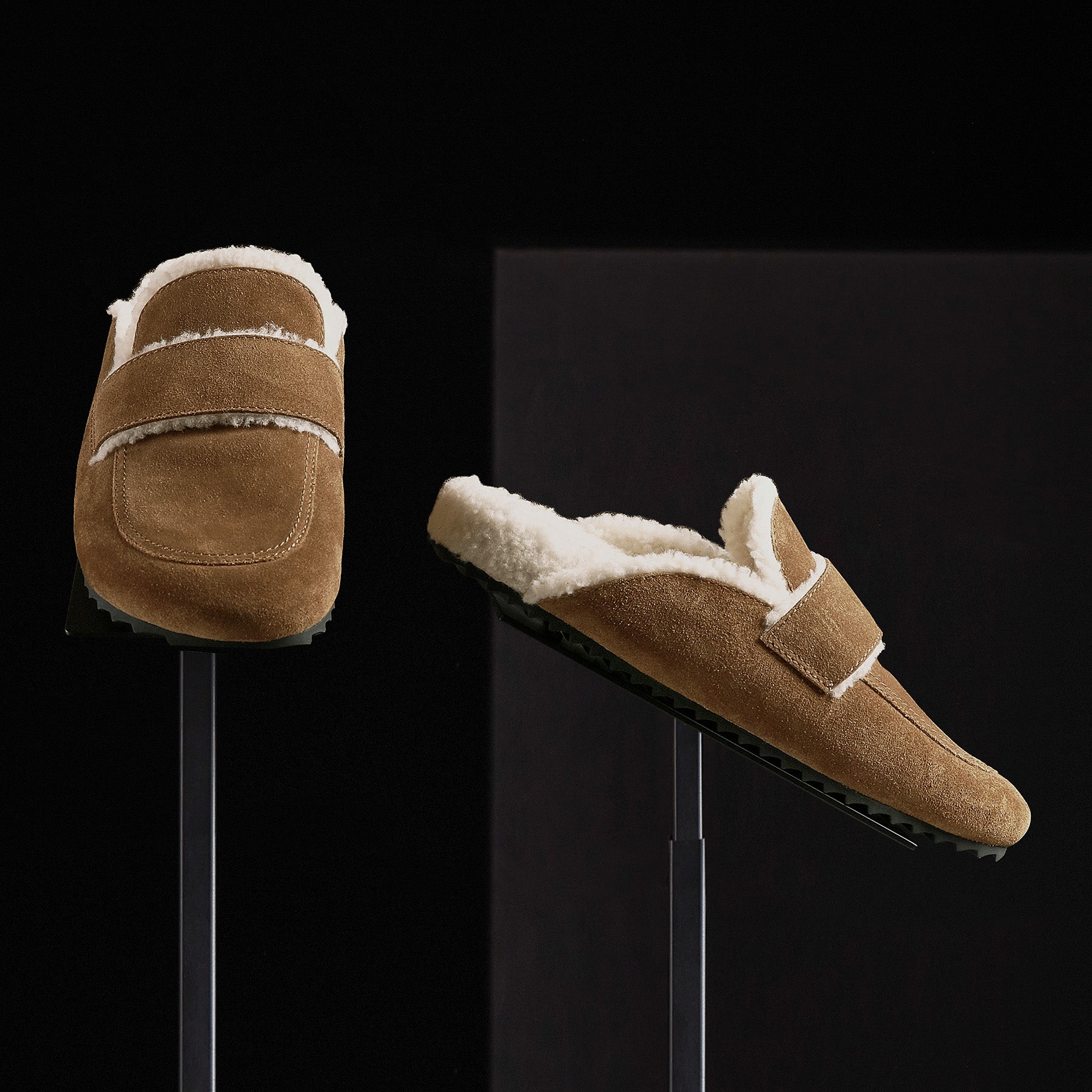 Women's Suede Shearling Loafer - Tabacco/Ivory | James Perse Los