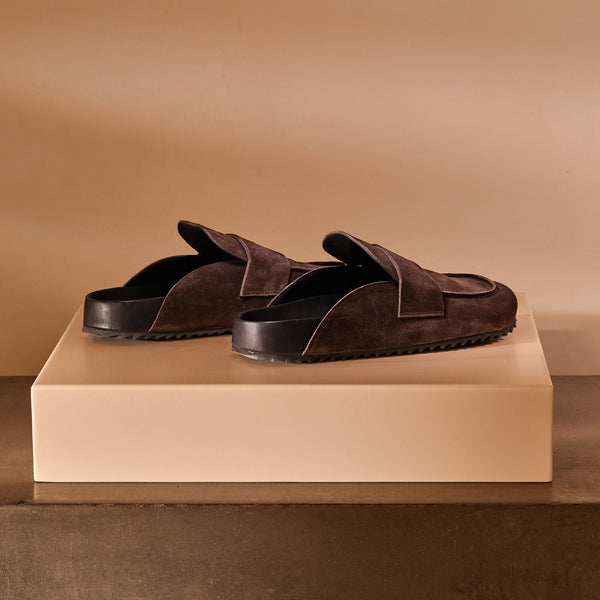 Women's Suede Slip On Loafer in Cafe | James Perese Los Angeles