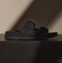 Women's Suede Double Strap Buckle Slide in Black | James Perse Los Angeles