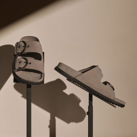 Women's Suede Double Strap Buckle Slide in Earth | James Perse Los Angeles