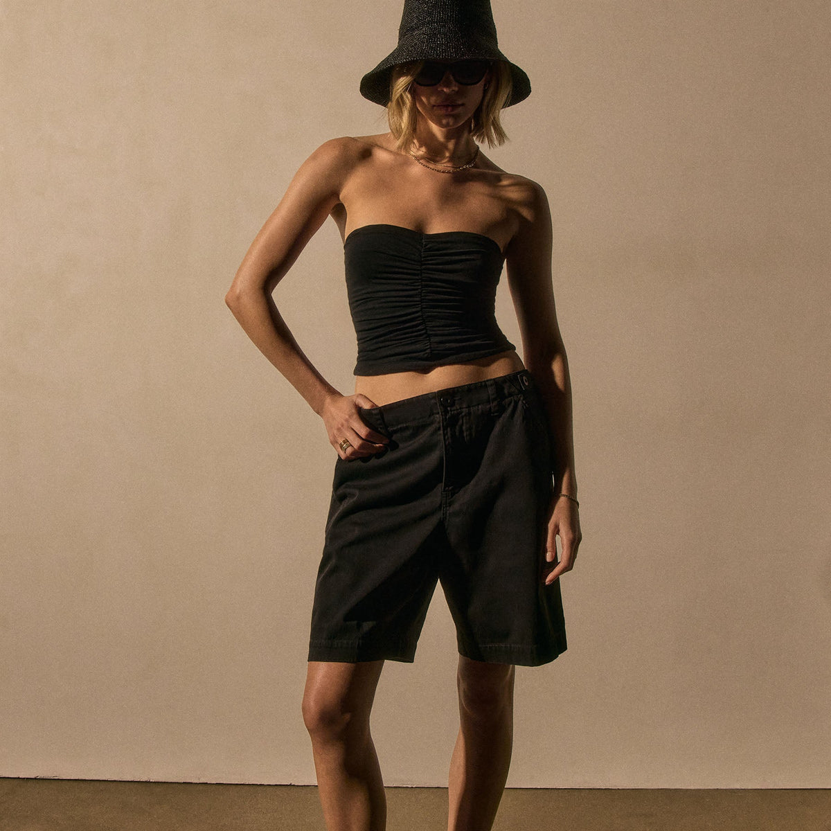 Cotton Long Short in Black Pigment | James Perse Los Angeles