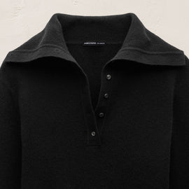 Fitted Funnel Neck Sweater - Black | James Perse Los Angeles