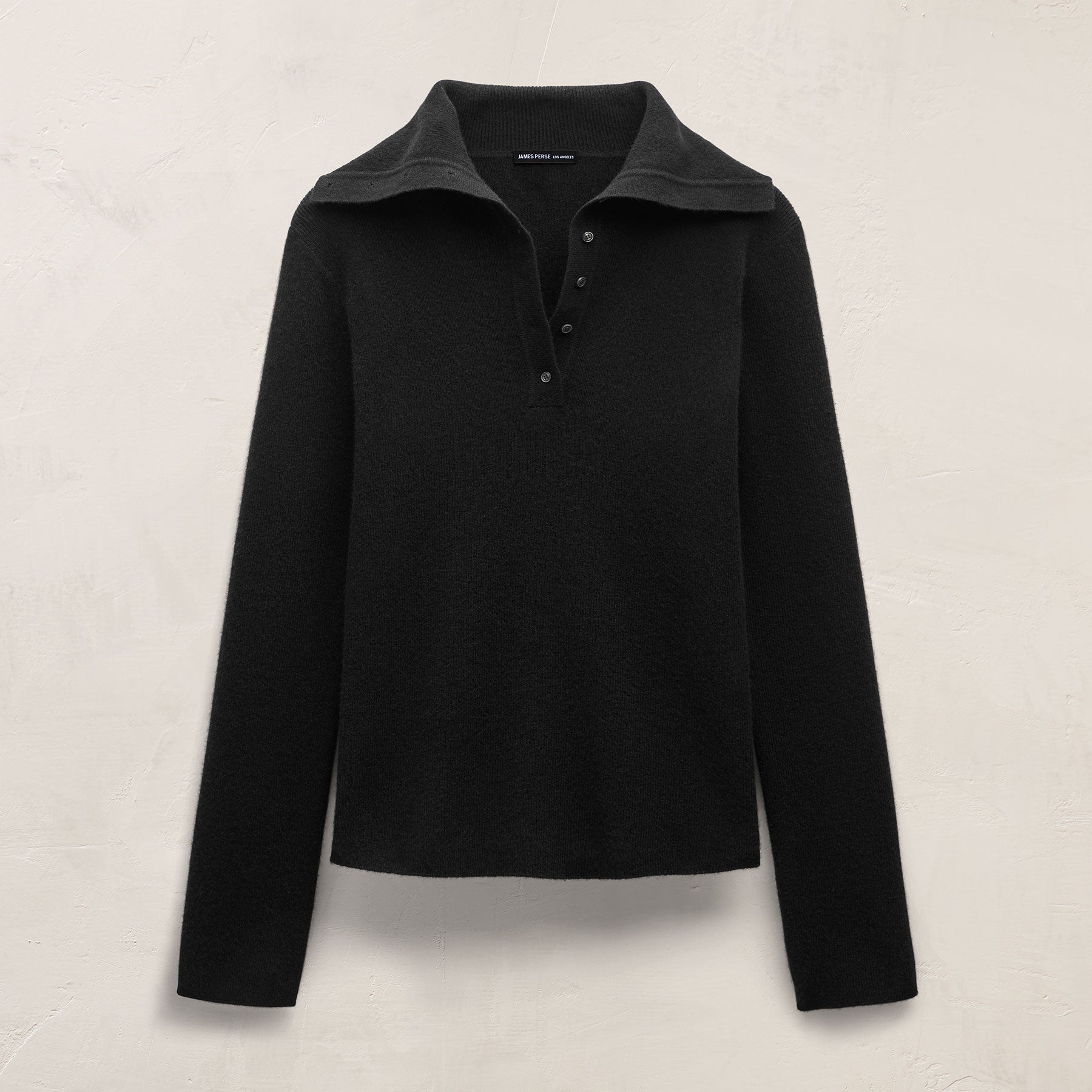 Fitted Funnel Neck Sweater - Black | James Perse Los Angeles