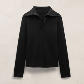 Fitted Funnel Neck Sweater - Black | James Perse Los Angeles