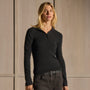 Fitted Funnel Neck Sweater - Black | James Perse Los Angeles