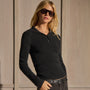 Fitted Funnel Neck Sweater - Black | James Perse Los Angeles