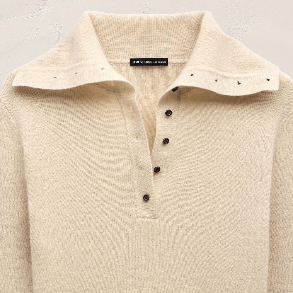 Fitted Funnel Neck Sweater - Ecru | James Perse Los Angeles