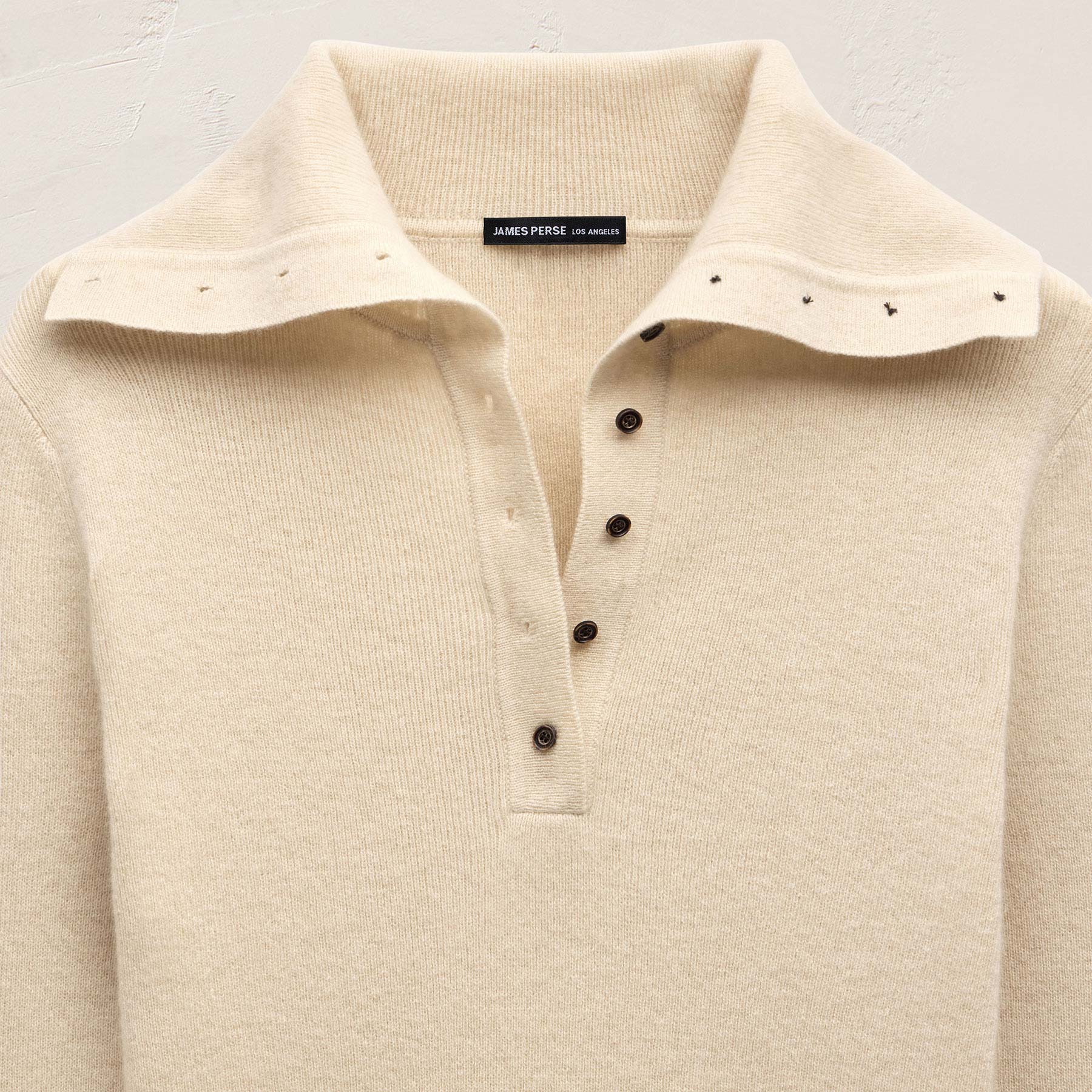 Fitted Funnel Neck Sweater - Ecru | James Perse Los Angeles