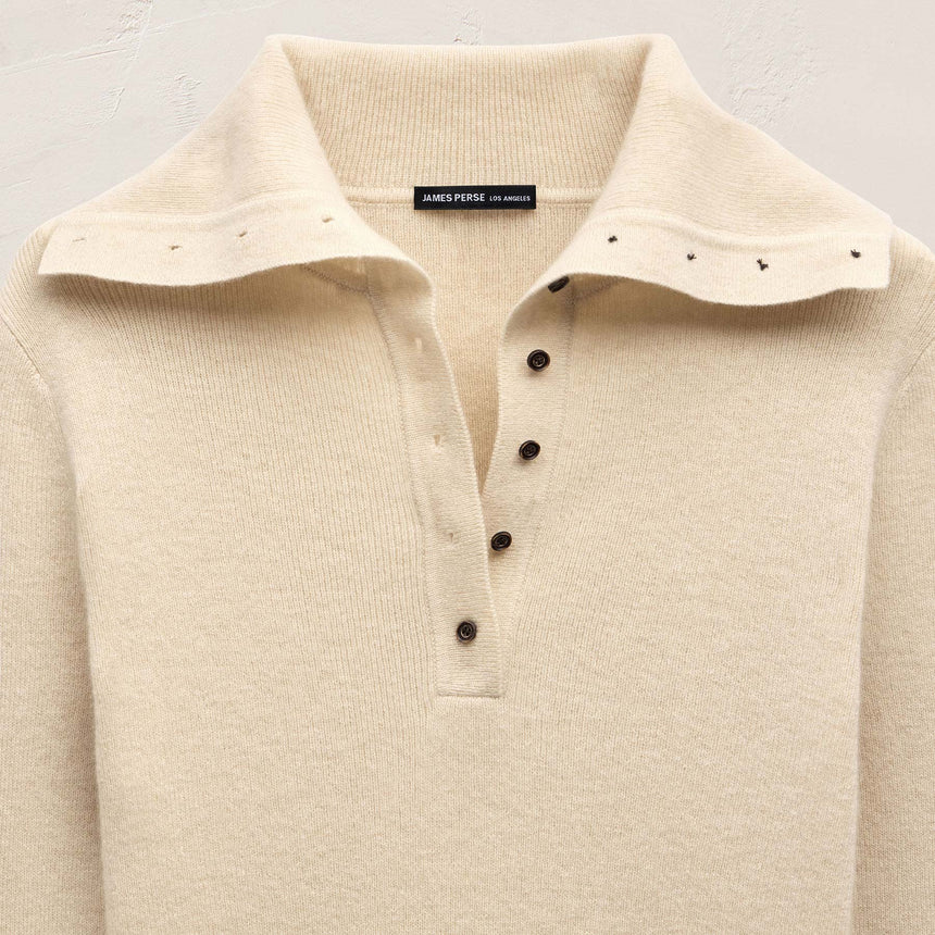 Fitted Funnel Neck Sweater - Ecru | James Perse Los Angeles