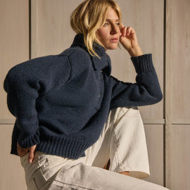 Funnel Neck Sweater - Navy